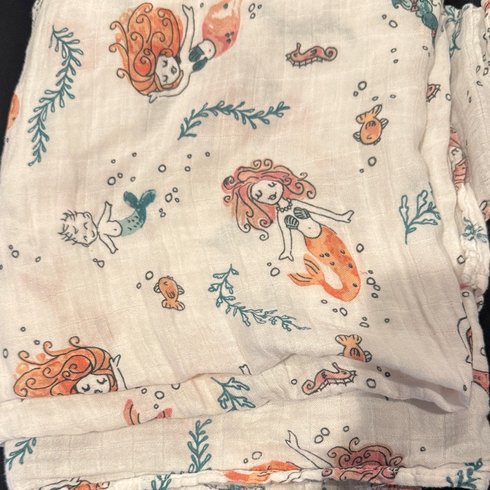 Bebe au Lait Mermaid Print muslin Swaddle Blanket